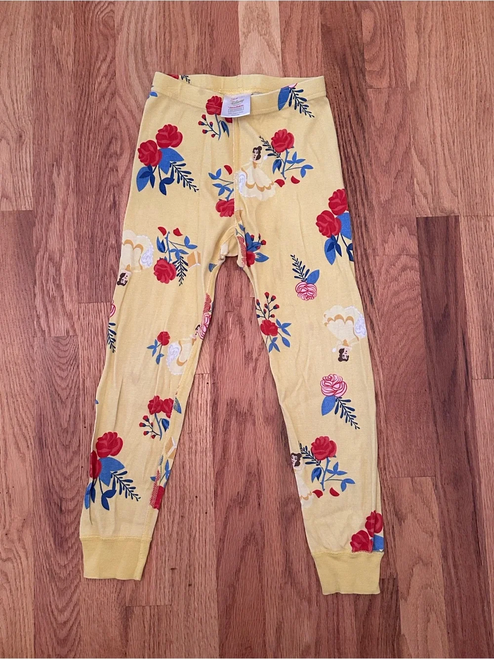 Hanna Andersson Size 110 5t Disney Belle Yellow Pajama Long John Beauty Beast